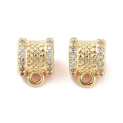 Brass Micro Pave Clear Cubic Zirconia Tube Bails