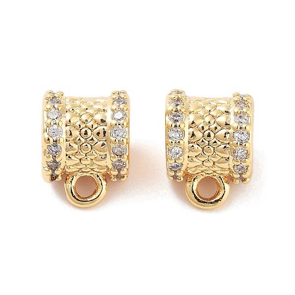 Brass Micro Pave Clear Cubic Zirconia Tube Bails