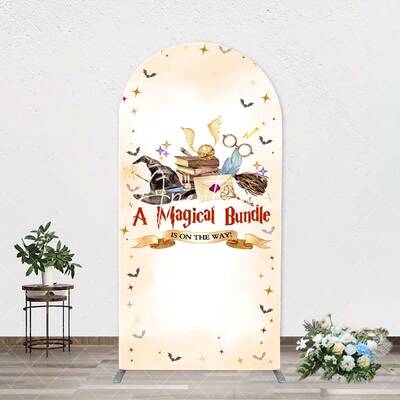 Beige Magical Bundle Wizard Arch Baby Shower Backdrop