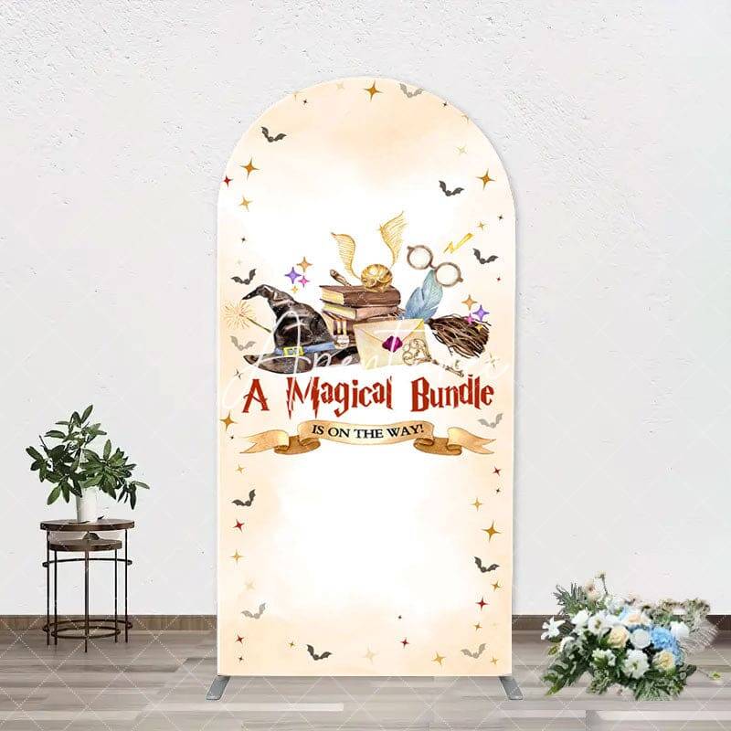 Beige Magical Bundle Wizard Arch Baby Shower Backdrop