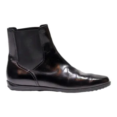 TODS Chelsea Boots Black Leather Womens UK 6.5