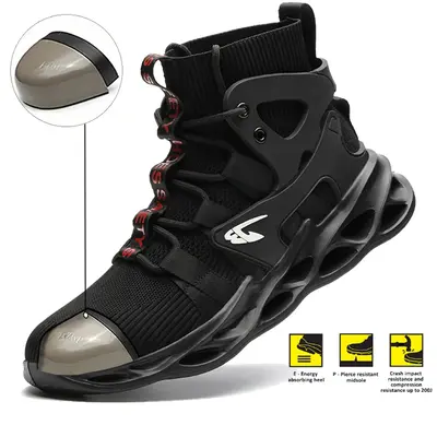 Sneaker Men's Steel Toe Work Safety Shoes Woven Knit Industrial Construction sport breathable boot shoe healthcare worker
