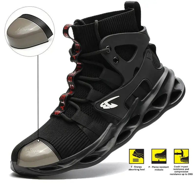 Sneaker Men's Steel Toe Work Safety Shoes  Woven Knit Industrial Construction sport breathable boot shoe healthcare worker
