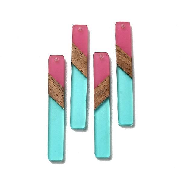 Opaque Resin & Walnut Wood Big Pendants