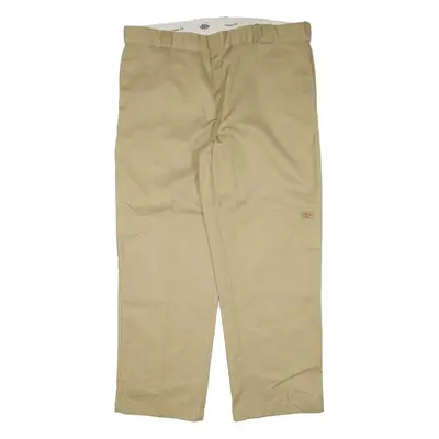 DICKIES Double-knee Workwear Mens Trousers Beige Loose Straight W42 L32