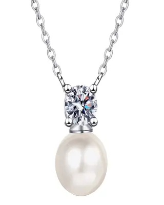 0.5 Carat Diamond Pearl Pendant Necklace