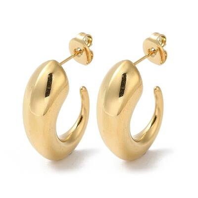 304 Stainless Steel Horn Stud Earrings