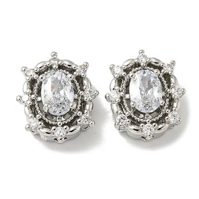 Brass Micro Pave Cubic Zirconia Beads