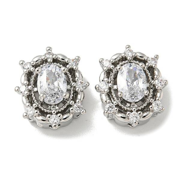 Brass Micro Pave Cubic Zirconia Beads