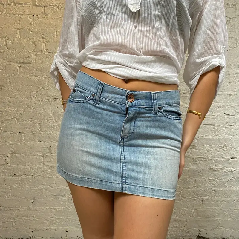 Miss Sixty Denim Skirt - 32W UK 12 Blue Cotton