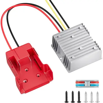 18V to 12V Step-Down Converter for Milwaukee M18  Adapter, DC 12V 20A 240W Buck Converter Regulator for Golf Carts, RC , , La...