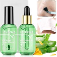 LANBENA Green Tea Blackhead Remover 100 sheet Nose Pore Strips & Pore Minimizer Serum Peel Off Mask for Pores, Nose, Chins & ...