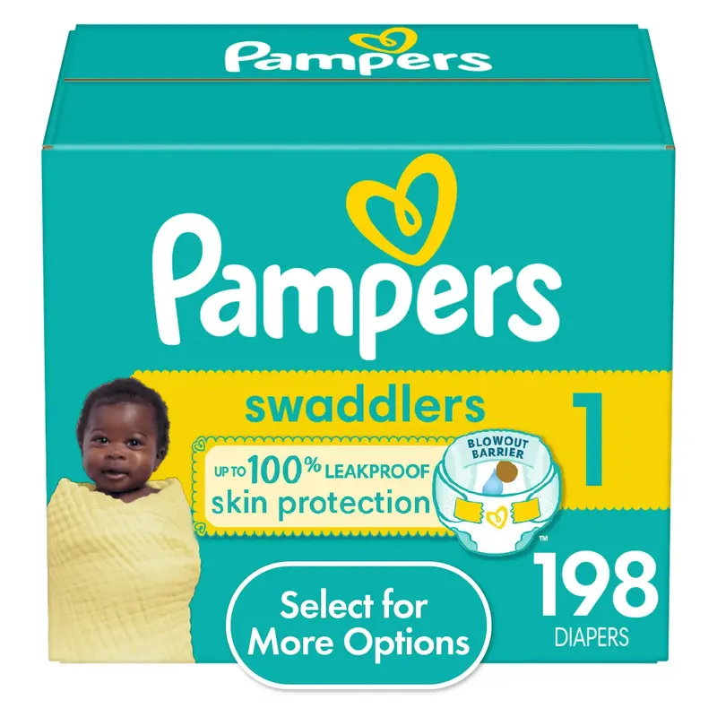 Pampers Swaddlers Diapers, Size 1, 198 Count (Select for More Options)