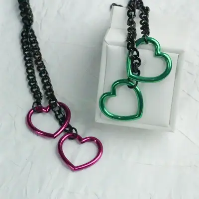 Slip Chain with Heart O-Ring, Punk Style Necklace, Adjustable Chain for Women & Men, Adjustable Punk