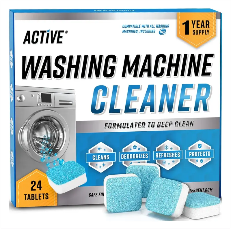 ACTIVE Washing Machine Cleaner Descaler 24 Pack - Deep Cleaning Tablets For HE Front Loader  Top Load Washer Deodorizer, Insi...