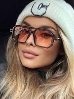 Unisex Vintage Trendy Colorblock Square Aviator Sunglasses, Retro Style Double Beam Tinted Lens Sunglasses for Everyday Use, ...
