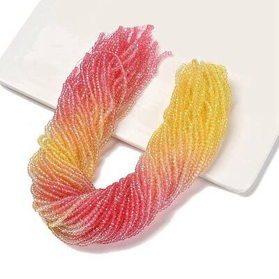 Transparent Painted Glass Beads Strands