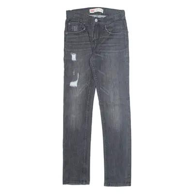 LEVI'S Distressed Boys Jeans Grey Regular Skinny Stone Wash W24 L27