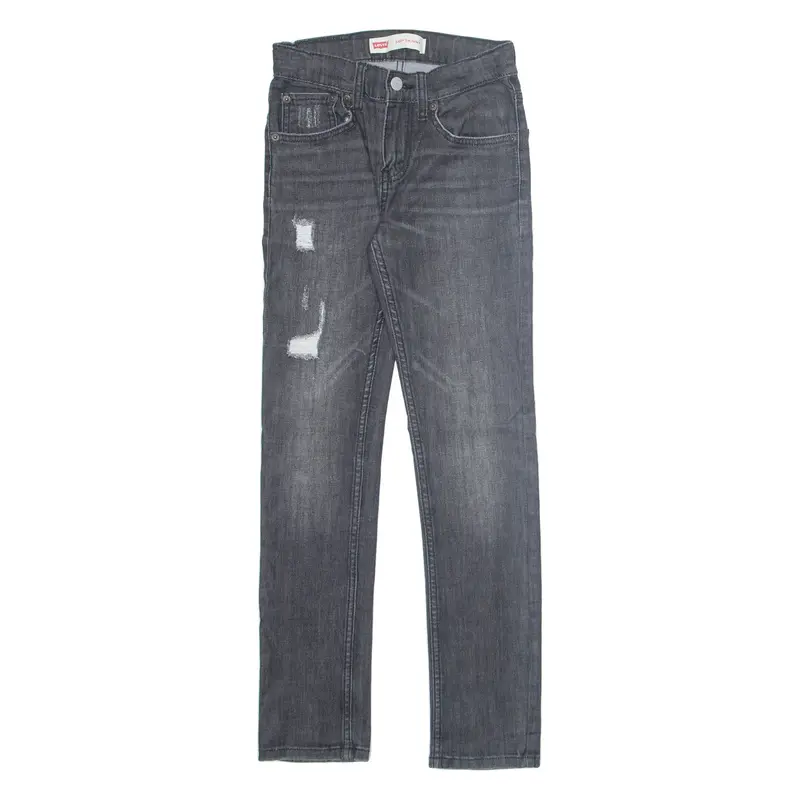 LEVI'S Distressed Boys Jeans Grey Regular Skinny Stone Wash W24 L27
