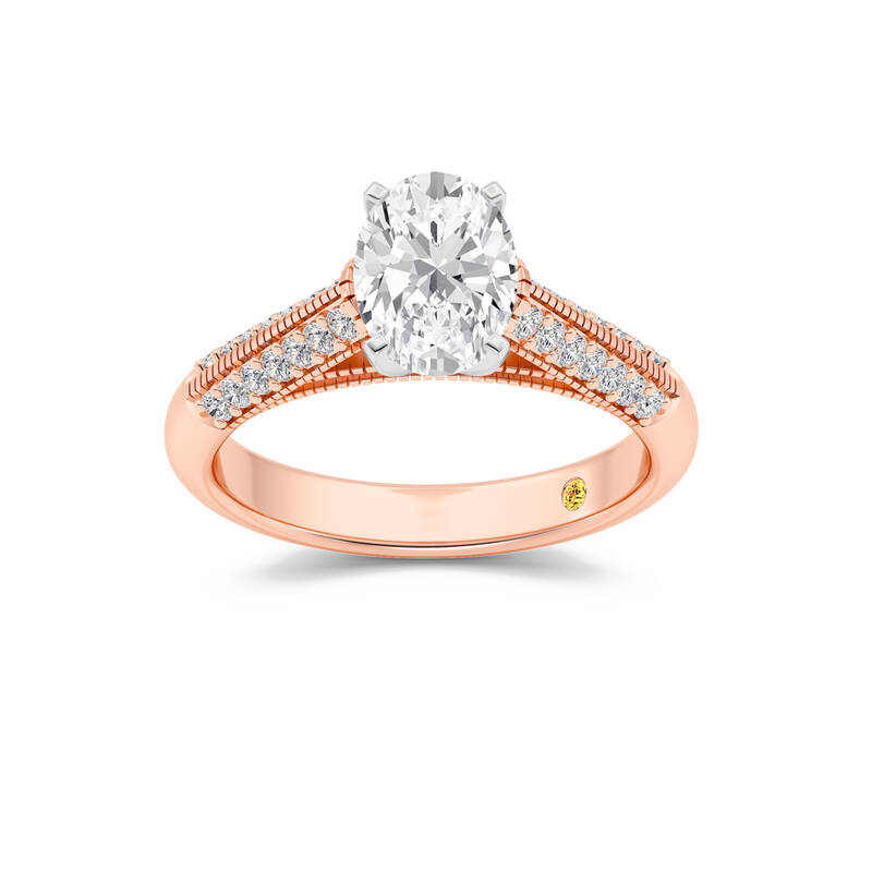 Storm Knife Edged Cathedral Oval Lab Grown Diamond Engagement Ring | 18K Rose Gold 2 3/4 CT. TW.