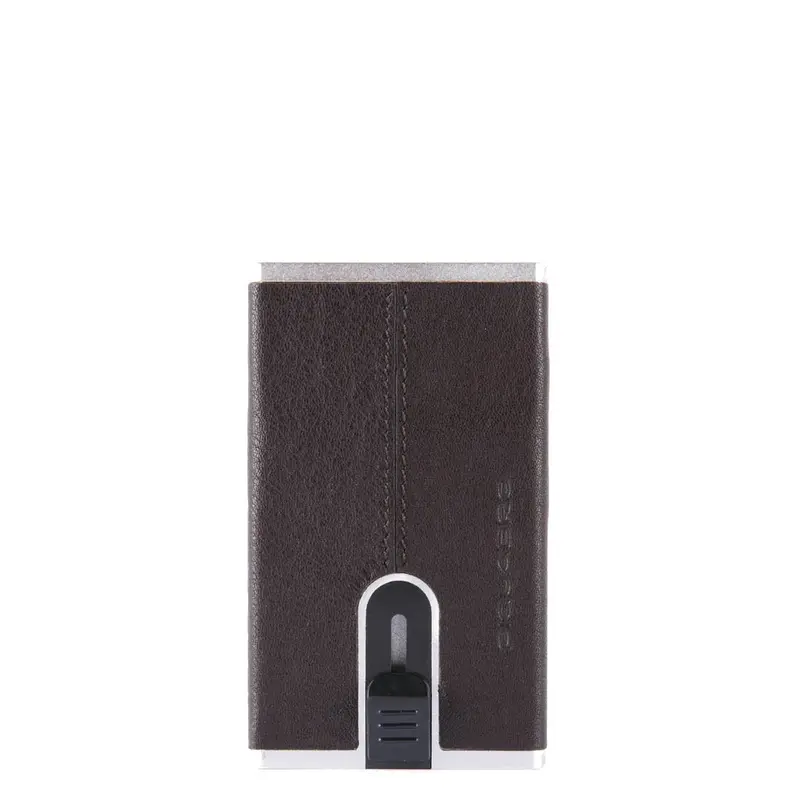 Piquadro Brown Leather Credit Card Holder with Square Sliding System PP4825B3R-TM