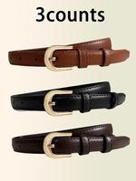 Women's Minimalist Casual Plain Color PU Leather Belt, Vintage Trendy Belt, Fashionable Versatile Belt for Jeans & Dress Deco...