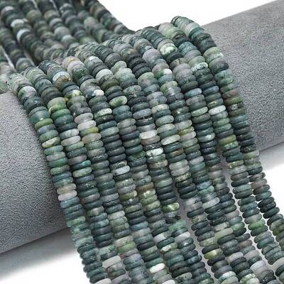Frosted Natural Moss Agate Beads Strands