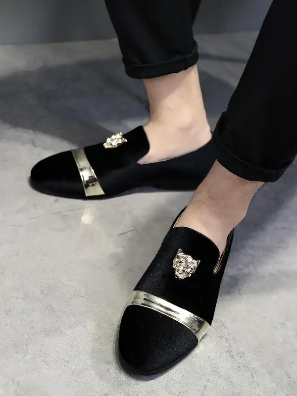 Men's Street Trend Animal Design Slip on Flats, Trendy Vintage Loafer Shoes, Soft Comfy Versatile Flat Fall Casual Shoes for ...