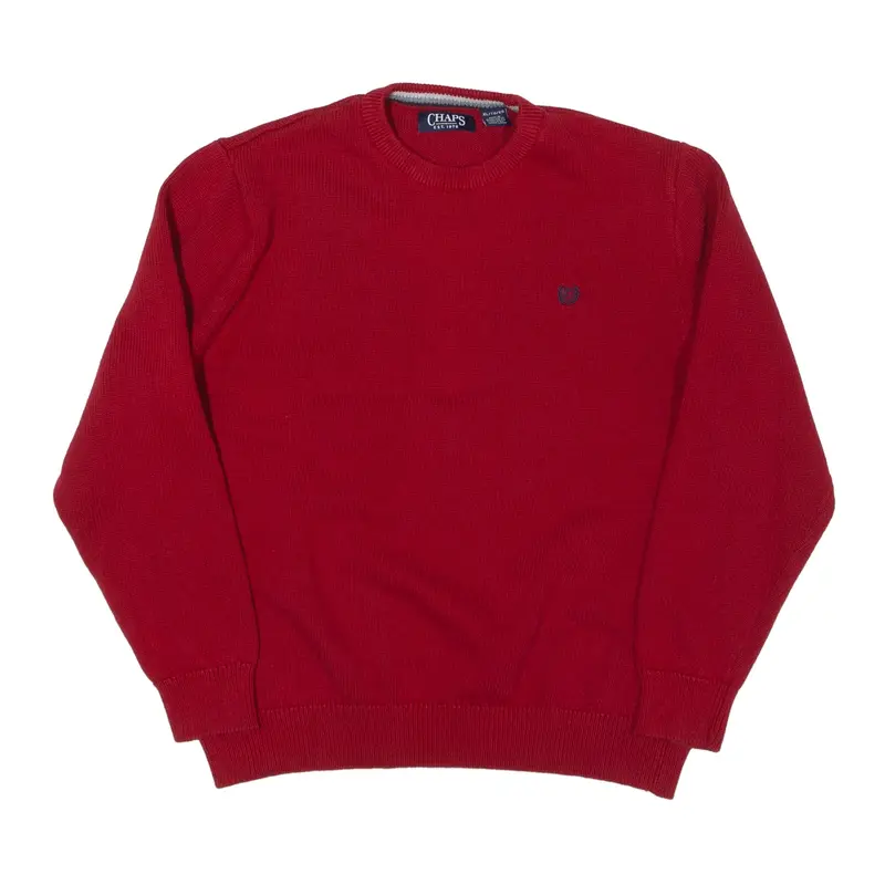 CHAPS Jumper Red Chunky Knit Mens XL