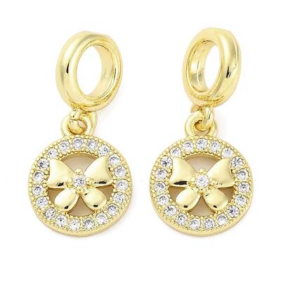 Brass Micro Pave Cubic Zirconia European Dangle Charms
