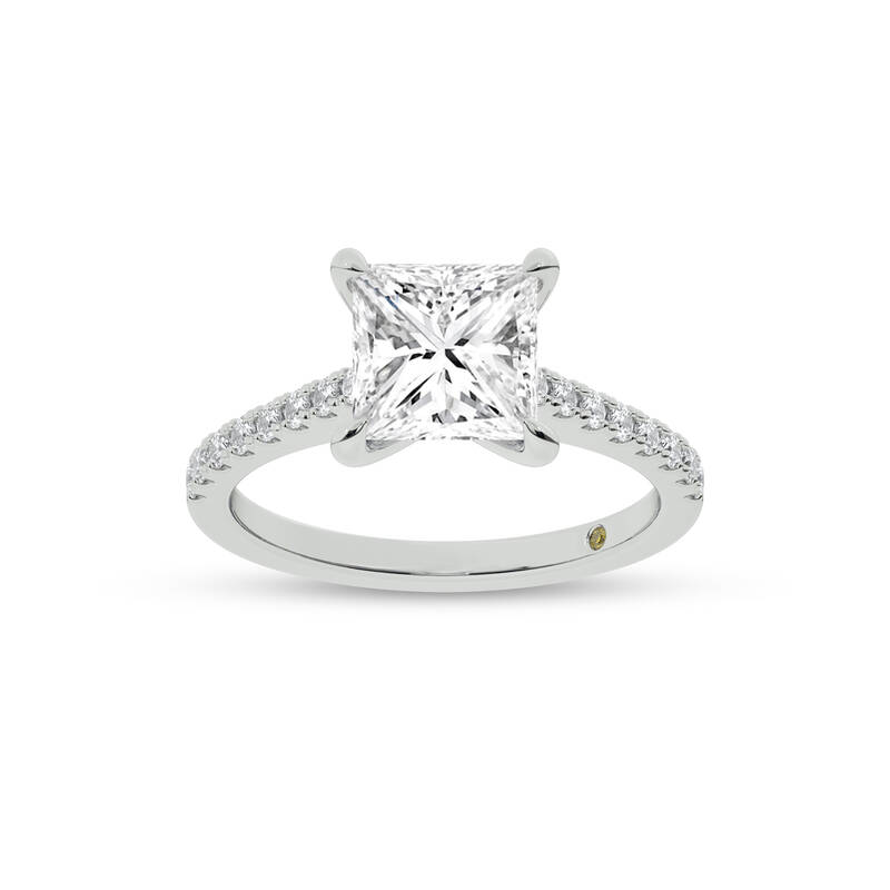 Destiny Half Coverage Princess Cut Lab Diamond Engagement Ring | 10K White Gold 1 3/4 CT. TW.