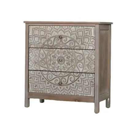 [LIVE] 3-Drawer Dresser with 3 Chests of Drawers, Farmhouse Accent Cabinet, Easy to Assemble, Ideal for Modern Household Use ...