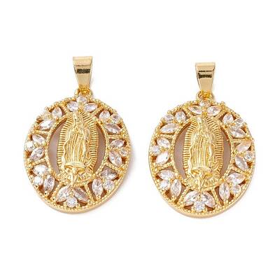 Brass Micro Pave Clear Cubic Zirconia Pendants