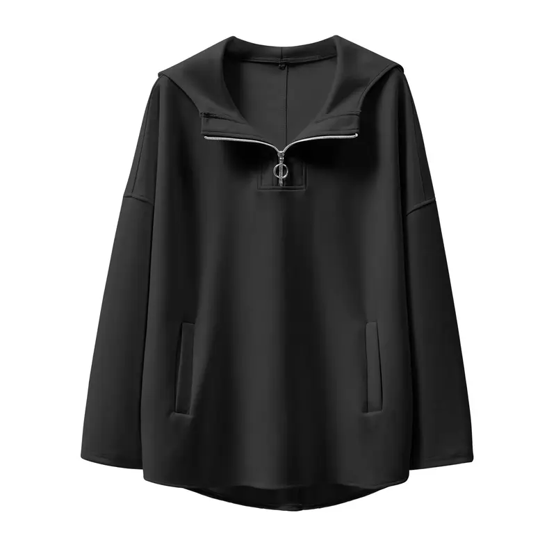 ANRABESS Womens Oversized Hoodie Quarter Zip Sweatshirts 2025 Winter Everyday Tunic Pullover Top Trendy Teen Girls Preppy Com...