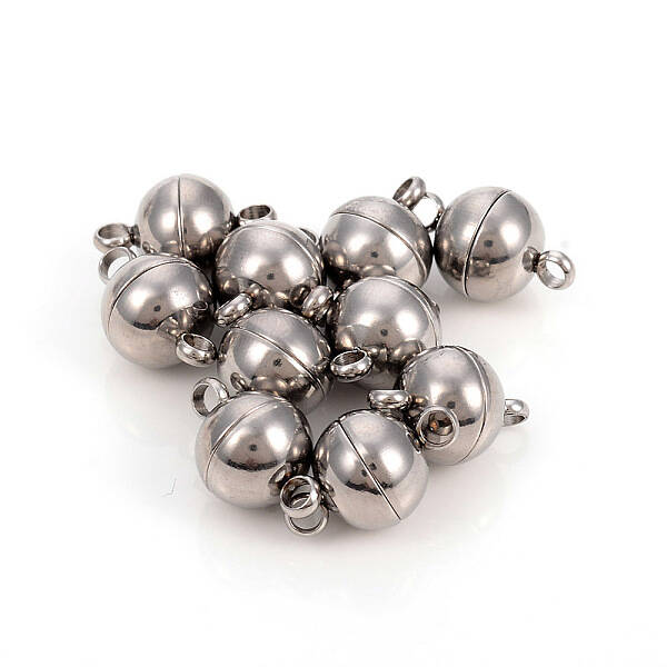 Tarnish Resistant 201 Stainless Steel Magnetic Clasps with Loops