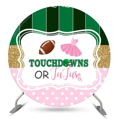 Aperturee Touchdowns Or Jujus Funny Round Baby Shower Backdrop | Round Backdrop Cover Diy | Circle Backdrop Baby Shower | Cir...