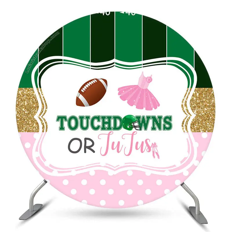 Aperturee Touchdowns Or Jujus Funny Round Baby Shower Backdrop | Round Backdrop Cover Diy | Circle Backdrop Baby Shower | Cir...