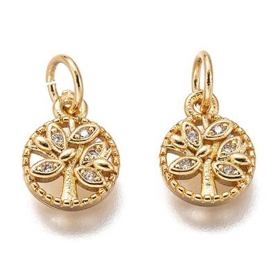 Brass Micro Pave Clear Cubic Zirconia Charms