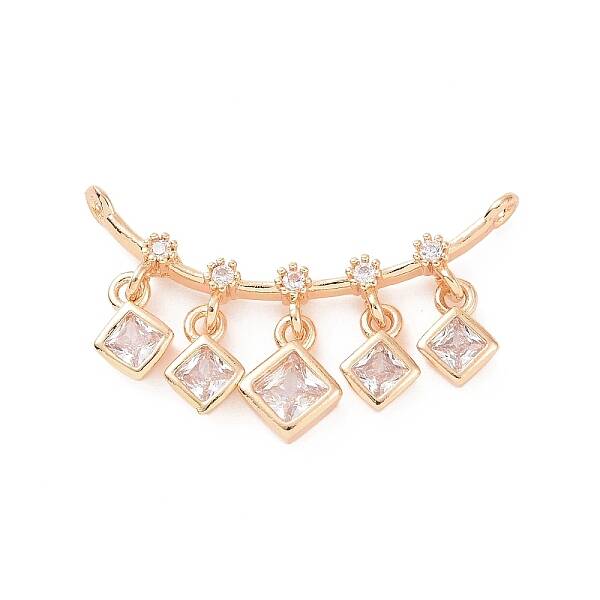 Brass Pave Clear Cubic Zirconia Connector Charms