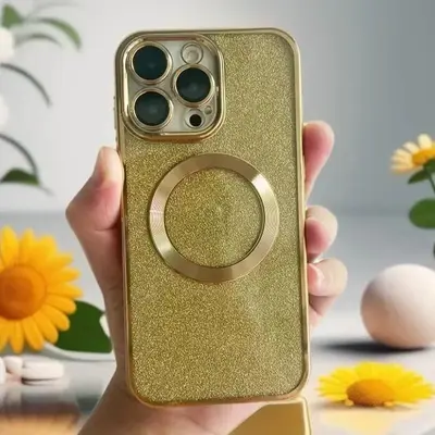 Mobile Phone Case with Camera Lens Protector for Summer, Magnetic Glitter Design Cellphone Protective Cases, TPU Phone Cover...