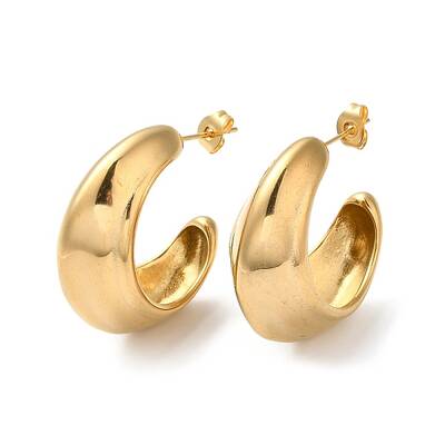 Ion Plating(IP) 304 Stainless Steel Round Earrings