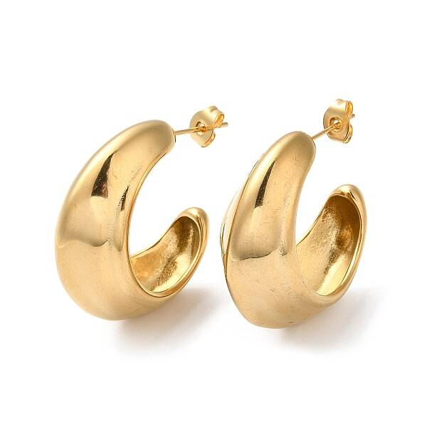 Ion Plating(IP) 304 Stainless Steel Round Earrings