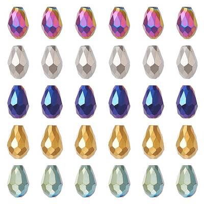 100Pcs 5 Colors Electroplate Glass Bead Strands