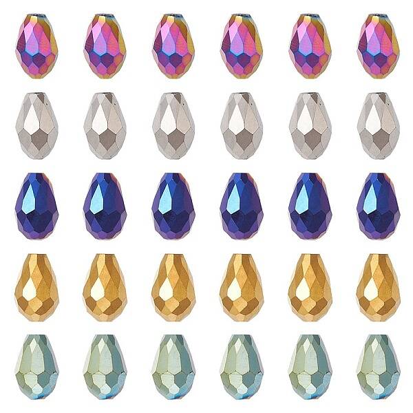 100Pcs 5 Colors Electroplate Glass Bead Strands