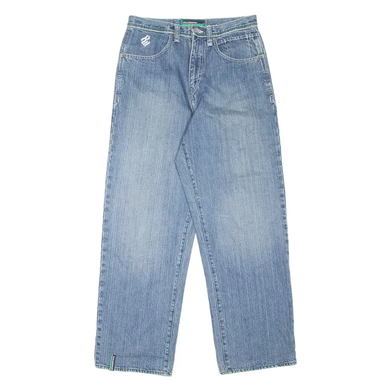 ROCAWEAR Mens Jeans Blue Loose Straight Stone Wash W32 L32