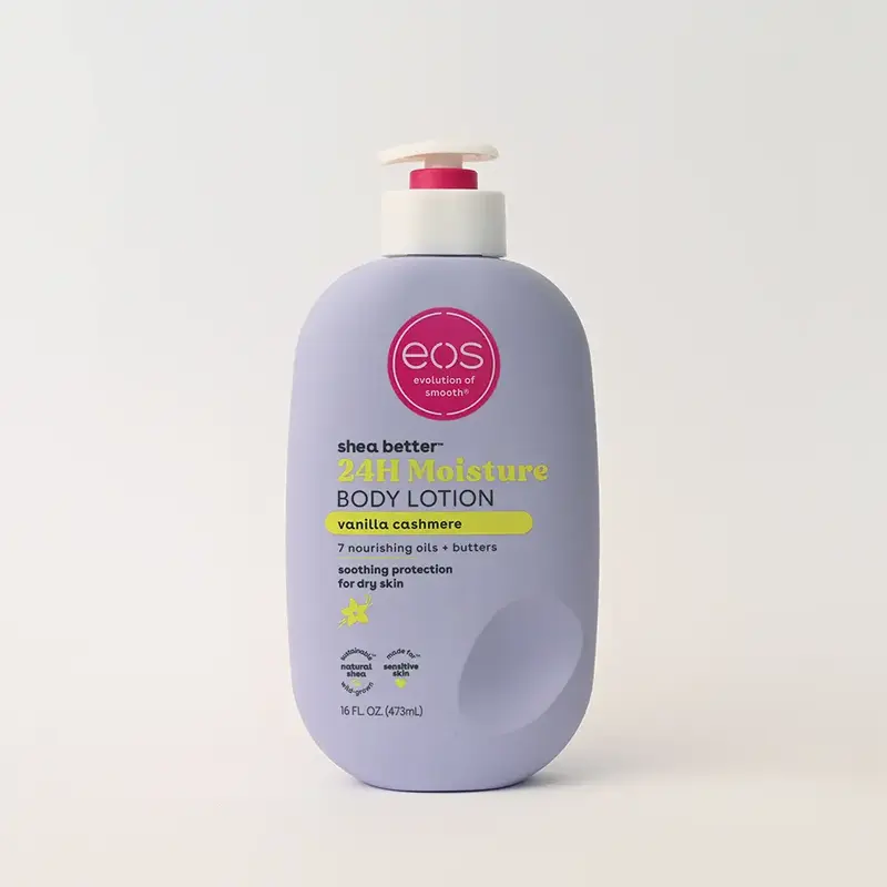 eos Vanilla Cashmere 24H Moisture Body Lotion, Moisturizing Body Care, Vegan & Hypoallergenic, Made with Natural Shea