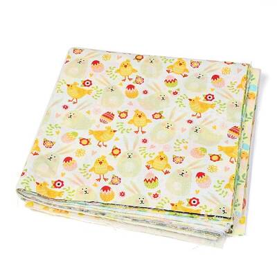 Easter Eggs Chick Bunny Flower Printed Quilt Fabric Bundles