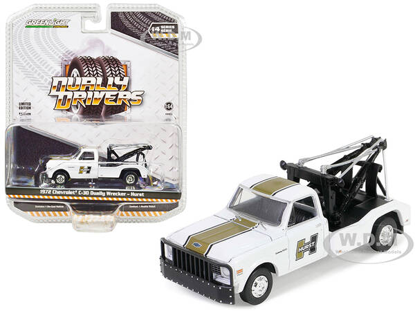 1972 Chevrolet C-30 Dually Wrecker Tow Truck White with Gold Stripes \