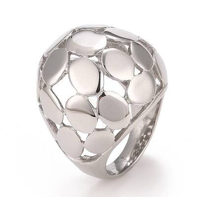 Non-Tarnish 304 Stainless Steel Hollow Chunky Ring for Men Women