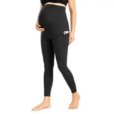 Enerful Women's Maternity Leggings Over The Belly with Pockets Pregnancy Pants Active Wear Workout Yoga Tights Women's Matern...